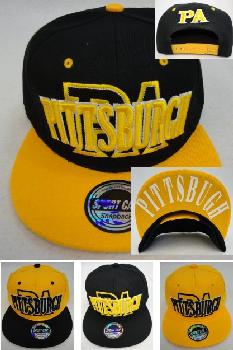 Snap Back Flat Bill Hat [PITTSBURGH/"PA"] Screen Print UnderBill